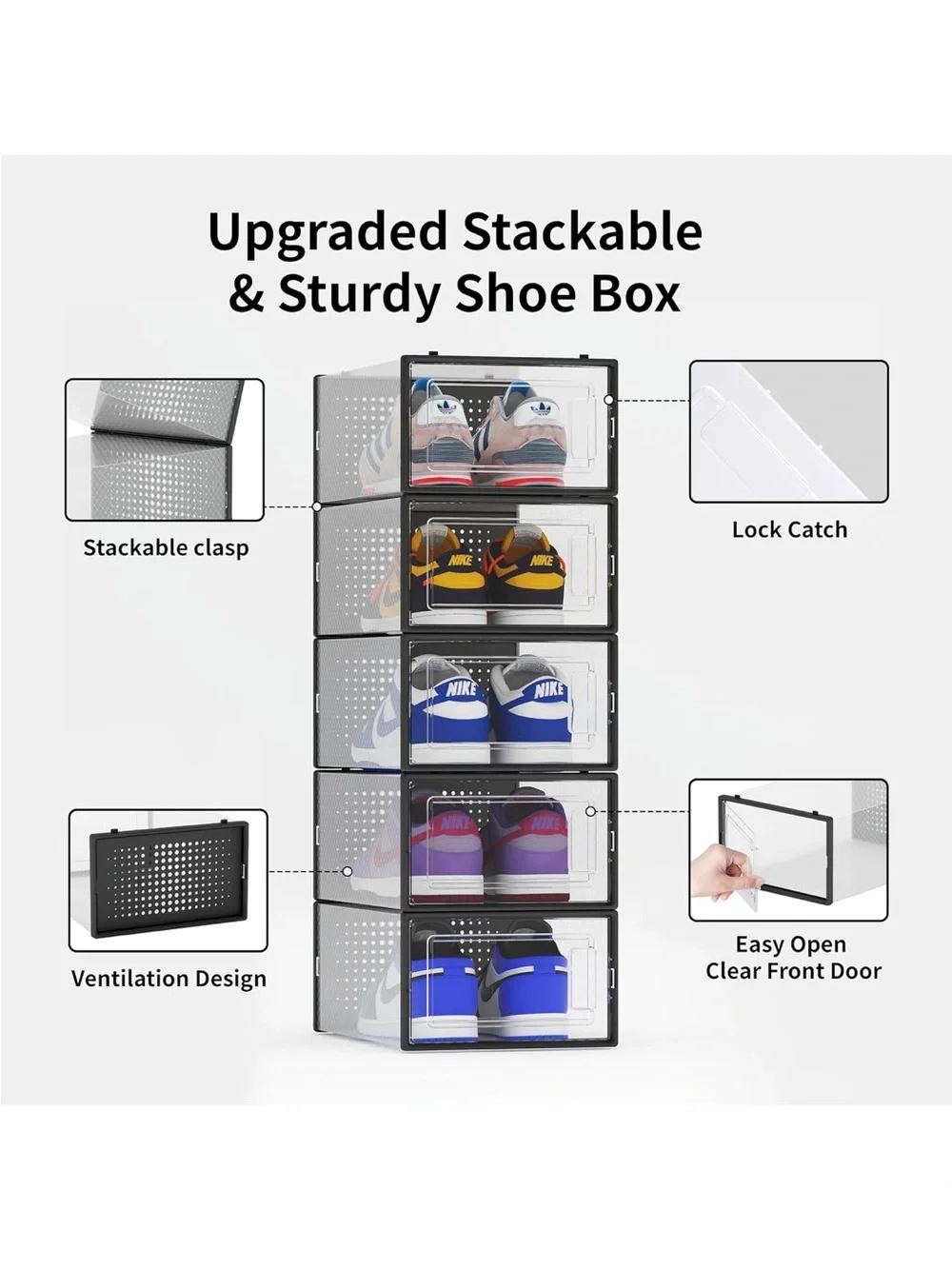 Nike Black Stackable Modular Shoe Storage Cubes - Clear Front Panels